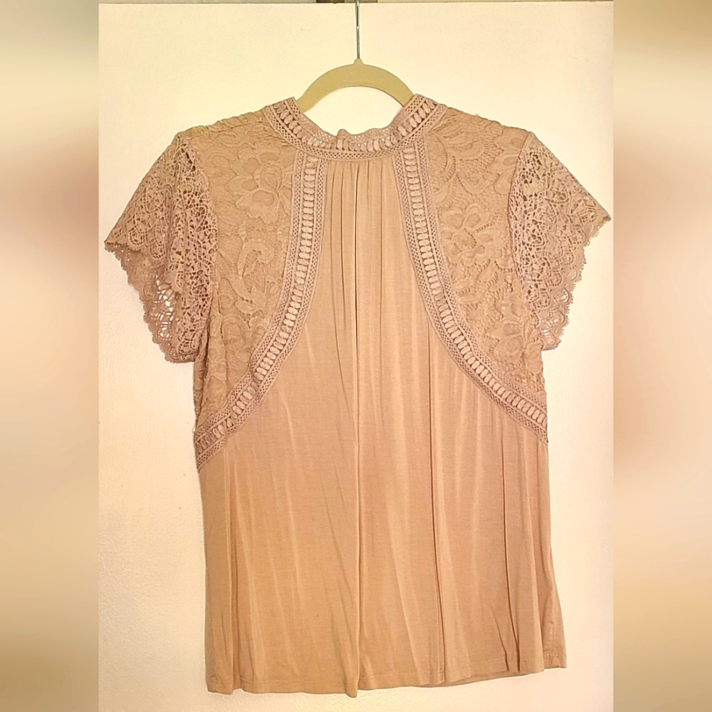 Cable & Gauge crochet detail blouse